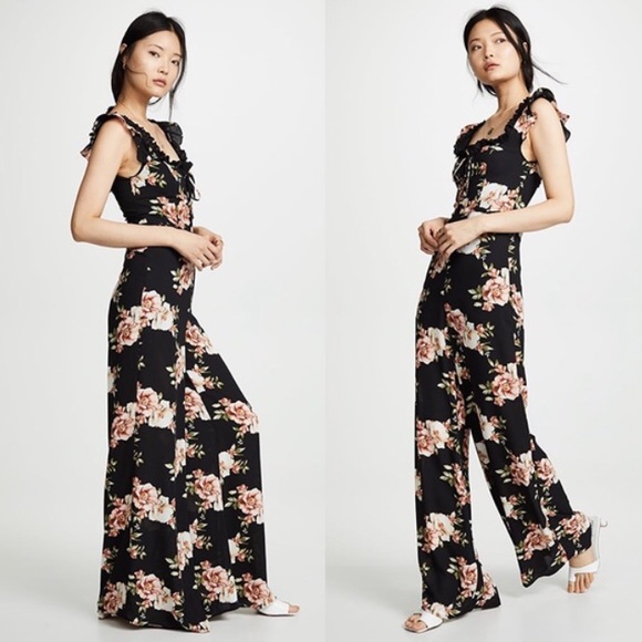 NEW LIKELY BLACK FLORAL PRINT RUFFLE JUMPSUIT - Picture 11 of 16